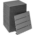 Tectake Terrassenfliesen Tegulas 22Er Set Im Klicksystem Robustes Wpc In Holzoptik 22Er Set 31 x 31 x 2 20 cm Grau