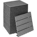 tectake Terrassenfliesen Set 22-teilig - WPC Holzoptik - Klicksystem wetterfest mit Drainagefunktion - Rutschfest graue Fliesen - Grau