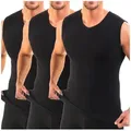 HERMKO Unterhemd 3050 (Pack, 3er) 100 % Bio-Baumwolle Muskelshirt V-Ausschnitt Basic hergestellt in EU schwarz D 5 = EU M
