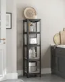 SONGMICS Bücherregal, Schwerlastregal, Küchenregal, Lagerregal, Standregal, 5 Ablagen, 150 x 37 x 37 cm, bis 400 kg belastbar, verstellbare Ablagen, Industrie-Design, Greige-Schwarz RLG037B11