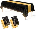 4Pack Disposable Plastic Tablecloths 137 * 274 cm and Satin Table Runner,Party