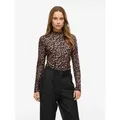 Vila Langarmshirt Leoa (1-tlg) Plain/ohne Details beige|braun|schwarz XS (34)