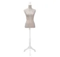 vidaXL Schneiderpuppe, Damenbüste Büste Torso Mannequin Leinen mit Streifen