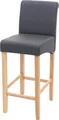Barhocker HWC-C33, Barstuhl Tresenhocker, Holz MVG- grau matt, helle Beine, Kunstleder
