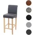Barhocker HWC-C33, Barstuhl Tresenhocker, Holz MVG-zertifiziert ~ grau matt, helle Beine, Kunstleder