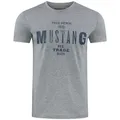 MUSTANG T-Shirt Print Tee Mustang (1-tlg) aus 100% Baumwolle grau L (52/54)
