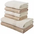 OTTO home Handtuch Set Anna, 2 Duschtücher 70x140, 4 Handtücher 50x100, Walkfrottee (Set, 6-St), Handtuch-Set, gestreifte Bordüre, weich, 100% Baumwolle, zweifarbig
