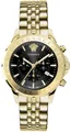 Versace - Herren-Armbanduhr Quarz Mode Armband und Gehäuse aus Edelstahl Farbe Gold Analoges Zifferblatt Schwarz - VEV602123
