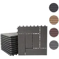 Einzelst�ck | WPC Bodenfliese Rhone, Holzoptik Balkon/Terrasse, 11x je 30x30cm = 1qm ~ Premium, grau versetzt