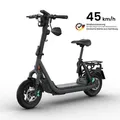 EGRET E-Roller mit Sitz & Straßenzulassung, max. 45 km/h,  13" Offroad Luftreifen, Apple Find My, 2x Federung, Dualblinker, App, Gepäckträger ... - Grau