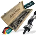 Schlangenbohrer Set 6-tlg. – HCS Holzbohrer 460 mm extra lang Ø10-20 mm für tiefe Bohrungen Weich- & Hartholz – Bayerwald Werkzeuge ANACORE 6 - präzise Zentrierspitze, 6kant Schaft Holzkoffer