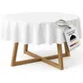 texpot Tischdecke Tischtuch rund Damast weiß 100% Baumwolle (1-tlg) weiß 160 cm x 160 cm