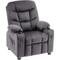 M Mcombo Kinder Sessel Jugend- Und Kindersofa Kindersessel Mit Liegefunktion, Samt , Grau, 7355