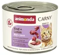 animonda Carny Katzen Nassfutter Rind + Lamm (6 x 200g), getreidefreies Katzen Nassfutter ohne Zucker, mit frischen fleischigen Zutaten