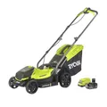 RYOBI 18 V ONE+ Akku-Rasenmäher RLM18X33B40 – 33 cm Schnittbreite, inkl. 4,0 Ah Akku & Ladegerät, kompakt & leicht für kleine Rasenflächen
