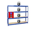 PROREGAL Schwerlastregal Dino Extra Breit 180x200x45 cm Fachlast 500kg Blau, Garagenregal, Lagerregal, Steckregal, Weitspannregal