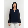 Seidel Moden Langarmbluse MADE IN GERMANY blau 50 EU