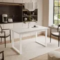 ARTON II ausziehbarer Tisch 140 cm Weiß, Weißmetall U-Beine - Weiß