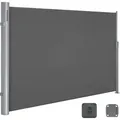 SONGMICS Alu Seitenmarkise 180 x 400 cm 280 g/m2 ausziehbar Sichtschutz, Sonnenschutz für Balkon & Terrasse anthrazit GSA184G - Grau