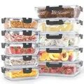 Avalo Glas Frischhaltedosen met Deckel - Meal Prep Trays - Glasbehälter mit Deckel Glas - Vorratsdosen Set - 10 Stück 1060ml / 370ml - Transparent/Grau