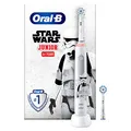 Oral-B Junior Star Wars Elektrische Zahnbürste/Electric Toothbrush für Kinder ab 6 Jahren, 2 Aufsteckbürsten, 360°-Andruckkontrolle, 2 Putzmodi inkl. Sensitiv Zahnpflege, weiche Borsten, Timer, weiß