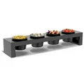 cozze® Topping Station für Pizza & Grill – 4 Schalen im Halter für Zutaten & Saucen – Flexibel zum Einhängen oder Hinstellen – Inkl. Montage-Zubehör – Schwarz Matt
