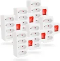 greate 6x 4fach Steckdose für Eurostecker mit Schalter bis zu 2300W - Steckdosenadapter ohne Kabel, Mehrfachsteckdose
