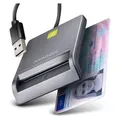 Axagon CRE-SM3T USB-A Smart / ID Card FlatReader Kartenleser, USB 2.0, 1,3 m, Schwarz, 56 g