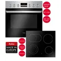Amica Elektro-Herd-Set Fine Design Herd Set Backofen Glaskeramik Kochfeld Umluft Timer Bräterzone, Steam Clean Reinigung, Umluft Grill Kochfeld mit Bräter-+ Zweiskreis-Zone schwarz