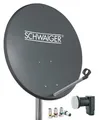Schwaiger SAT Anlage Stahl 55cm Set Twin LNB ASTRA HD tauglich anthrazit