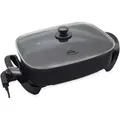 elta MP-3808 Aluguss Elektropfanne Multifunktionale Partypfanne mit Glasdeckel 1500W - Schwarz