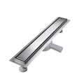 sunrik Duschrinne 90 cm, Befliesbar Duschrinne extra flach, Edelstahl Bodenablauf Komplettset mit 360°Siphon Haarsieb