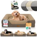 ELONEO orthopädisches Hundebett kleine Hunde - 76x51x17cm, Hundekorb mit Memory Foam, Hundematte wasserdicht und waschbar, Hundekissen, Hundematratze mit weicher Polsterung, braun