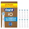 Oral-B iO Ultimative Reinigung Aufsteckbürsten — ORIGINAL Zahnbürstenaufsatz für Elektrische Oral-B iO Zahnbürsten — Ersatzbürsten, Bürstenköpfe für Tiefenreinigung & Plaqueentfernung — Weiß, 8 Stück