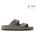 Birkenstock Unisex. 151213 Sandalen aus Leder Arizona Stone (Schmale Passform) grau (36), Wohnung, Keine, Lässig