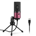 FIFINE Mikrofon PC USB, Microphone für MAC PS4 PS5, Streaming Mikrofon mit Ständer, Studioqualität Aufnahme kondensator-Mikrofone - Rot