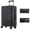 YONSLY Handgepäck-Trolley Premium Reisekoffer Hartschalen-Trolley Rollkoffer ABS in M–XL, 4 Rollen, TSA-Schloss, YKK-Reißverschluss, austauschbare Rollen und Griffe schwarz 66 cm