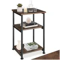 tectake® Beistelltisch, Couchtisch mit Stauraum auf 3 Ebenen aus Holz + Metall, Nachttisch 34 x 30 x 59 cm, Couch Tisch Wohnzimmer Möbel, Deko Schlafzimmer - Industrial Dunkelbraun