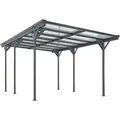 Juskys Carport 5x3 M Dunkelgrau- Überdachung Aus Aluminium Mit Doppelstegplatten - Unterstand Für Autos - Freistehende Montage - Mit Flachdach
