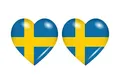 Akachafactory 2X Sticker Aufkleber Flaggen Flagge Fahne Herzen s schweden