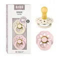 BIBS Boheme Schnuller 2er-Pack. BPA-frei. Kirschform Nippel. Naturkautschuk / Latex, Hergestellt in Dänemark. 6-18 Monate (2er Pack), Ivory / Blossom