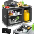KESSER® Campingküche | Inkl. Tragetasche & Becherset | Campingschrank Faltschrank | mit Aluminiumgestell | Reiseküche | Küchenbox | Zeltschrank | Outdoor Camping Küche | Anthrazit | Typ F4
