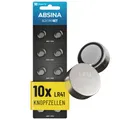 ABSINA 10x AG3 LR41 Knopfzelle 1,5V Alkaline - Knopfzellen Batterien Batterie