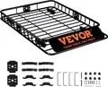 VEVOR Dachgepäckträger Korb Auto Dachkorb Universal 1175 x 915 x 114 mm, Dachgepäckträger Wanne 90 kg Tragfähigkeit Relingträger Fracht Gepäckablage Schwarz für Camping, Grillen, Autoreisen usw.