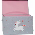 Store.it! Spielzeugtruhe Einhorn Spielzeugkiste Truhe Spieltruhe grau rosa