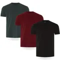 Fm London Herren-t-shirt (3/5er-pack) Herren T-Shirt , Schwarz, Burgunderrot, Grün (3er-pack), XL