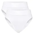 CALIDA Damen Slip, 2er Pack - Elastic, High Waist, Softbund, Single Jersey Weiß L (48/50)