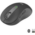 Logitech Signature M650 Large, kabellose Maus, Bluetooth- und Logi Bolt-kompatibel, Siltent Touch, Smartwheel, USB-Empfänger, Graphite