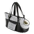 Kerbl Pet Tragetasche Chiara, Hundetasche, Transporttasche, hellgrau, schwarz, 40x20x21cm, Polyester, Hunde, Katzen, mit Innenfutter, Innenkissen