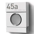 Radius Design Briefkasten Letterman MB mit Bullauge & Zeitungsfach - Wandbriefkasten aus Stahl - großer DIN-C4 Einwurf - 10 Jahre Funktions- & Korrosionsgarantie - 2 Schlüssel (weiß)